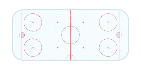 Standard ice hockey field. Ice hockey field coach board.