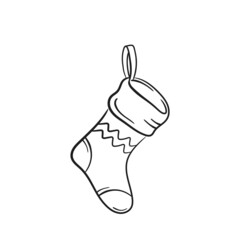 hand drawn christmas sock. sketchy element for Christmas greeting card design