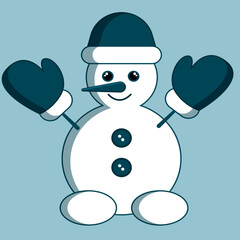 snowman in blue mittens