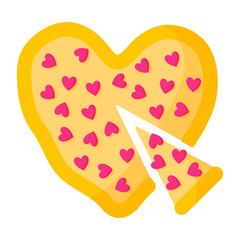 Heart shaped pizza. Wedding and valentine day concept.