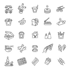 Food courts icons set. Outline set of food courts vector icons