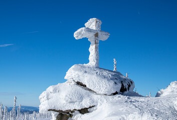 Snowy wonderland in Sumava national park