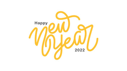 Happy New Year 2022  hand written  isolated on white background, fat design for content online, illustration vector EPS 10