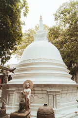 Piękny posąg Buddy w świątynnym ogrodzenie. © insomniafoto