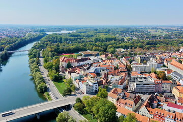 Fototapeta na wymiar Luftbild von Ingolstadt bei schönem Wetter
