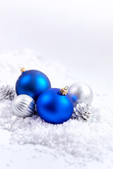 Fototapeta na wymiar Christmas composition. a pattern of christmas balls on white background