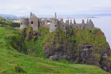 Fototapeta premium Close up view of Dunluce Castle in County Antrim, Northern Ireland (UK)