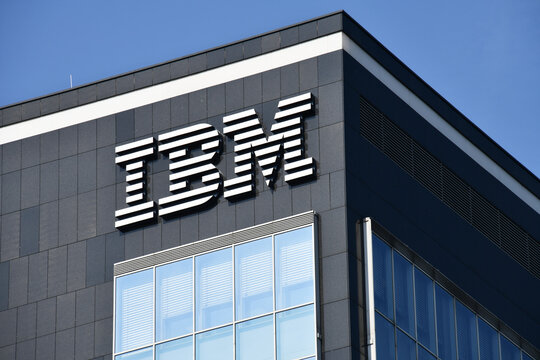 Dusseldorf, North Rhine-Westphalia, Germany - September 9, 2021: IBM logo in Dusseldorf, Germany - IBM is an American multinational technology corporation headquartered in Armonk, New York