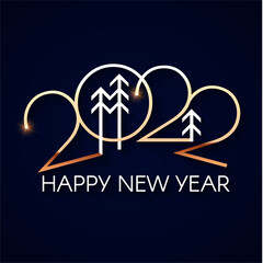 Happy new 2022 year Elegant gold text with light. Minimalistic text template.