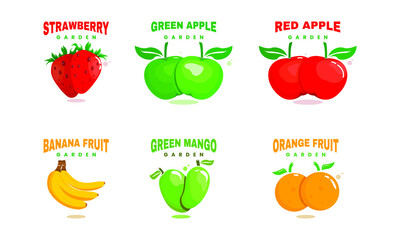 Garden Logo Template With Many Fruits
