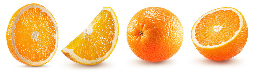 collection of oranges isolated on a white background