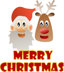 Fototapeta na wymiar Santa Claus and Rudolph reindeer
