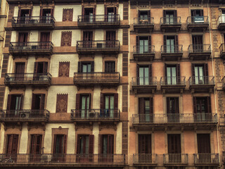 Fototapeta na wymiar Buildings at Eixample district in Barcelona, Catalonia, Spain.