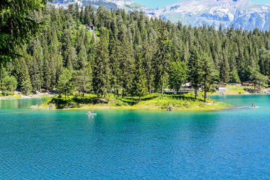 Caumasee, Lag la Cauma, Lai da Cauma, Bergsee, Badesee, Flims, Wassersport, Wanderweg, Wanderferien, Flimser Wald, Alpen, Sardona, Graub&uuml;nden, Sommer, Schweiz 