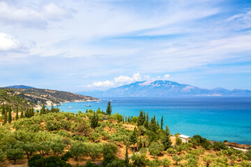 Amazing landscape of Zakynthos and Kefalonia islands. Ionian Sea, Greece, Europe.