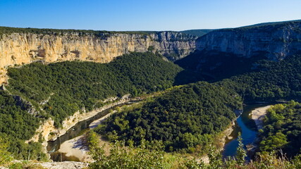 Fototapeta na wymiar Natural canyons in Ardeche, France. Around Vallon-Pont-d'Arc
