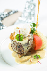 Beefsteak with mashed potatoes and spices