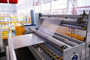 Industrial line for the production of plastic packaging film