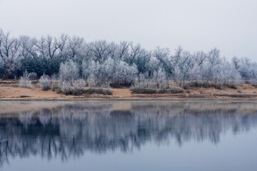 Late autumn landscape on the river.