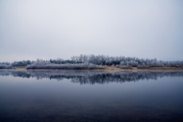 Late autumn landscape on the river.