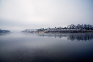Late autumn landscape on the river.