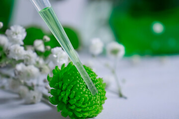 laboratory flask flower on a light background