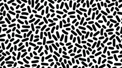 Black and white seamless pattern of donuts glaze with sprinkles in flat style. Vector background