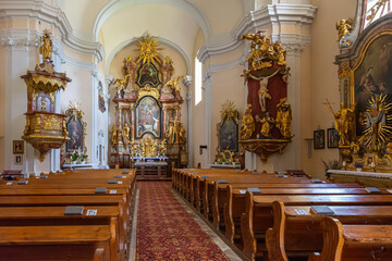 Fototapeta na wymiar Interior View of Monastery Klostermarienberg near Mannersdorf an der Rabnitz in Burgenland in Austria