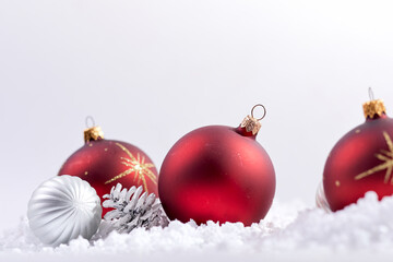  Christmas composition. a pattern of christmas balls on white background