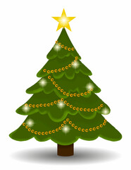 Vector illustration of Christmas tree on a white background