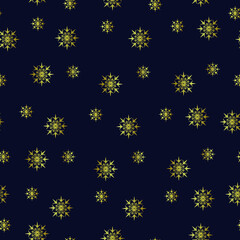 gold Snowflakes pattern. Winter pattern. Christmas gifts wrapping paper