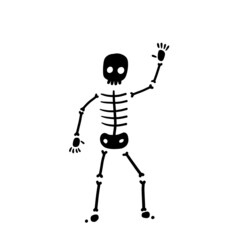 Skeleton. Black terrible silhouette. Human body. Skull and bones.