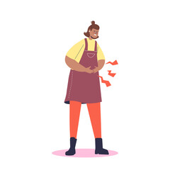 Unhappy woman suffer from stomach ache, pain in belly, diarrhea or constipation