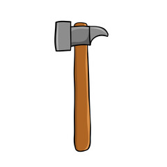 hammer in cartoon style on white for design