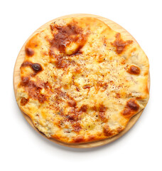 Board with delicious khachapuri on white background
