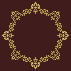 Elegant vintage vector round golden ornament in classic style. Abstract traditional pattern with oriental elements. Classic vintage pattern