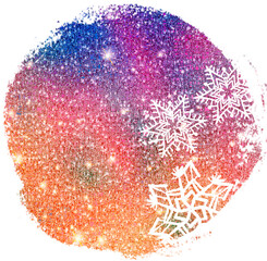 Glitter Sublimation Background. Glitter shapes. A round sparkling spot with snowflakes. For your...