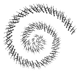 Obraz premium Kalashnikov gun icon spiral composition. Kalashnikov gun symbols are combined into twist design concept. Abstraction twist is organized from random kalashnikov gun symbols.