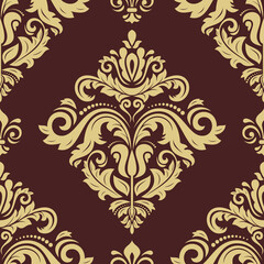 Orient brown and golden vector classic pattern. Seamless abstract background with vintage elements. Orient background. Ornament for wallpapers and packaging