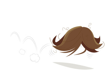 funny cartoon illustration of a hopping wig