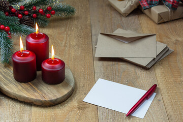 christmas card with candle