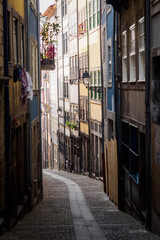 Traditional street in the center of old Porto