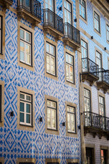 Famous Azulejos facades in the alleyways of old Porto