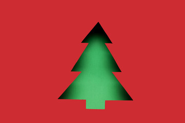 Fototapeta premium Paper Christmas tree on color background