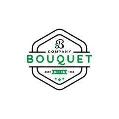 Initial Letter B and Leaf for Vintage Bouquet Logo Design Inspiration