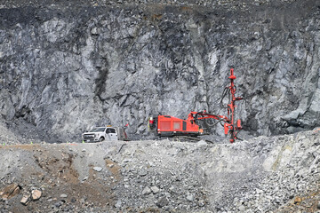 Drilling in rock quarry