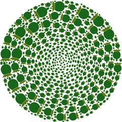 Poppy head icon twirl round collage. Poppy head symbols are organized into cluster twirl mosaic structure. Abstract spheric cluster collage organized from regular poppy head icons.