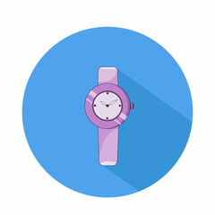 Wrist elegant ladies watch icon illustration isolated on blue background
