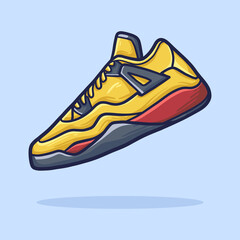 hand drawn sneakers cartoon Yellow and Red. cartoon vector style. vector illustration