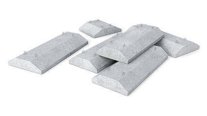 Concrete goods production: stack of concrete pads in different sizes, 3d illustration